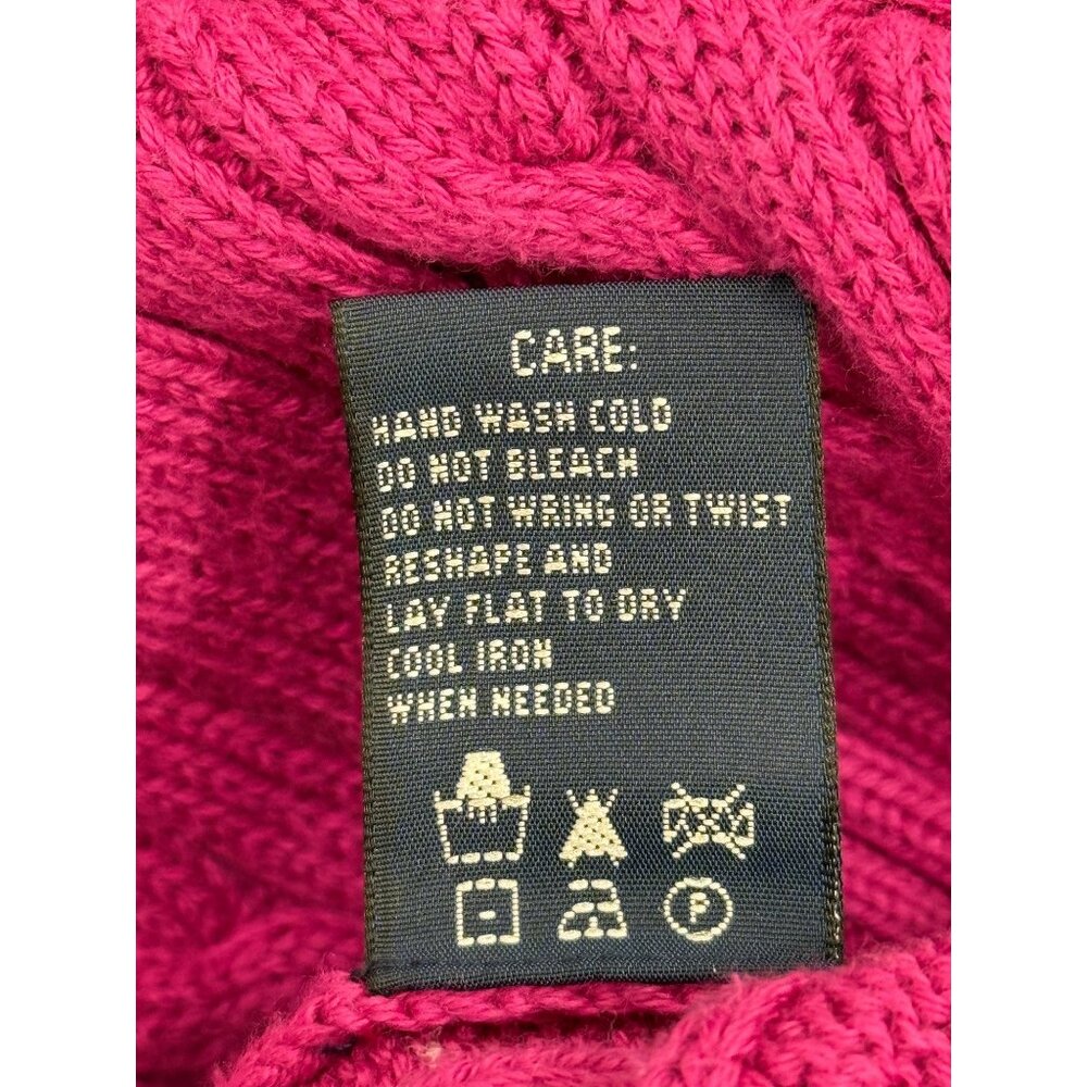 Ralph Lauren Sport Cable Knit Sweater Magenta Pink Pullover Cotton Womens Size M - Picture 5 of 8